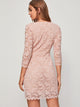 Floral Mesh Overlay Zip Back Dress