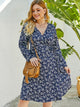 Plus Ditsy Floral Print Tie Side Dress