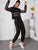 Fishnet Panel Letter Tape Hoodie With Joggers