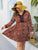 Plus Allover Print Contrast Lace A-line Dress