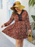 Plus Allover Print Contrast Lace A-line Dress