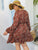 Plus Allover Print Contrast Lace A-line Dress