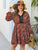 Plus Allover Print Contrast Lace A-line Dress