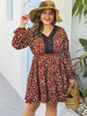 Plus Allover Print Contrast Lace A-line Dress