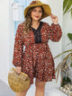 Plus Allover Print Contrast Lace A-line Dress