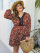 Plus Allover Print Contrast Lace A-line Dress