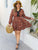 Plus Allover Print Contrast Lace A-line Dress