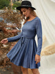 Belted Rib-knit Flared Hem Dress