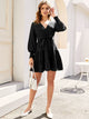 Bishop Sleeve Belted Layered Hem Dress