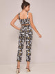 Plaid & Floral Print Cami Top & Belted Pants