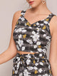 Plaid & Floral Print Cami Top & Belted Pants