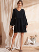 Pearls Beaded Bishop Sleeve Smock Dress