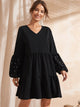 Pearls Beaded Bishop Sleeve Smock Dress