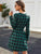Notched Belted Buffalo Plaid Shirt Dress