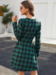 Notched Belted Buffalo Plaid Shirt Dress