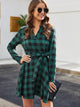 Notched Belted Buffalo Plaid Shirt Dress