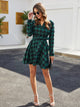 Notched Belted Buffalo Plaid Shirt Dress
