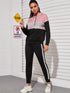 Contrast Sequin Panel Drawstring Hoodie & Sweatpants