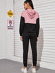 Contrast Sequin Panel Drawstring Hoodie & Sweatpants