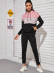 Contrast Sequin Panel Drawstring Hoodie & Sweatpants