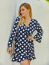 Plus Polka Dot Ruffle Wrap A-line Dress