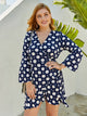 Plus Polka Dot Ruffle Wrap A-line Dress