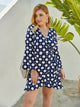 Plus Polka Dot Ruffle Wrap A-line Dress