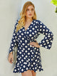 Plus Polka Dot Ruffle Wrap A-line Dress