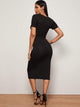 Solid Split Thigh Bodycon Dress