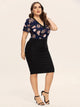 Plus Floral Print Combo Bodycon Dress