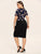 Plus Floral Print Combo Bodycon Dress