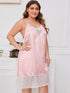 Plus Contrast Lace Satin Night Dress