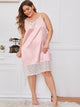 Plus Contrast Lace Satin Night Dress