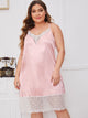 Plus Contrast Lace Satin Night Dress