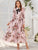Floral Print Tie Neck Frill Trim Dress
