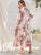 Floral Print Tie Neck Frill Trim Dress