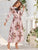 Floral Print Tie Neck Frill Trim Dress