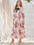 Floral Print Tie Neck Frill Trim Dress