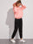 Letter Graphic Kangaroo Pocket Drawstring Hoodie & Sweatpants