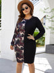 Plus Two Tone Camo Print Bodycon Dress
