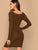 Square Neck Rib-knit Bodycon Dress Without Belt