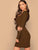 Square Neck Rib-knit Bodycon Dress Without Belt