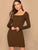 Square Neck Rib-knit Bodycon Dress Without Belt