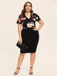 Plus Floral Print Cut Out Bodycon Dress