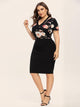 Plus Floral Print Cut Out Bodycon Dress