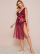 Sheer Mesh Tie Front Dress With Thong