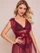 Sheer Mesh Tie Front Dress With Thong