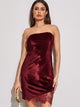 Contrast Lace Strapless Velvet Dress