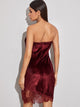 Contrast Lace Strapless Velvet Dress