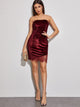 Contrast Lace Strapless Velvet Dress